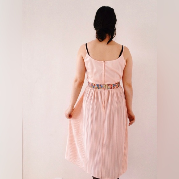 Vintage pleated dress spaghetti straps from the 70s - Picture 3 of 4